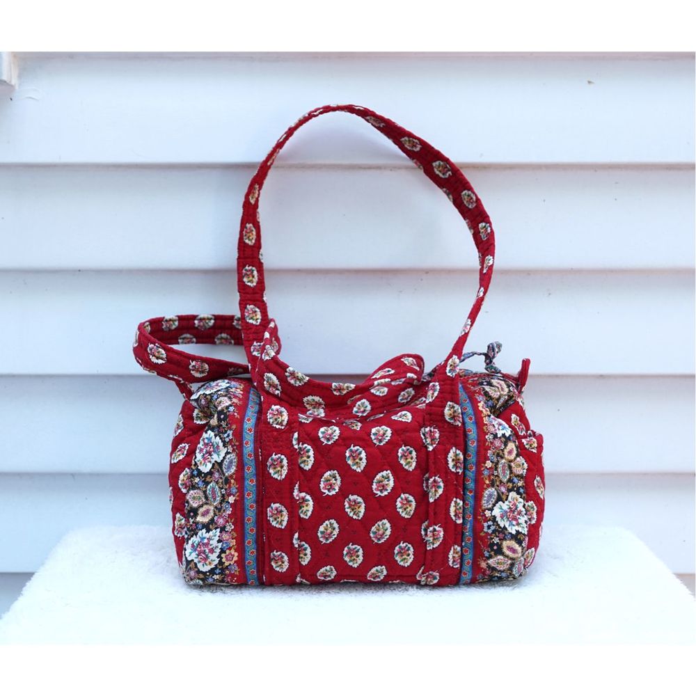 Vintage y2k Vera Bradley Red Floral Paisley Mini Duffel Purse